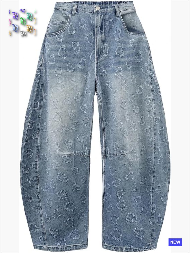 Wide Leg Barrel Jeans Y2k Boyfriend Denim Pants Vintage Mid Rise Baggy Cotton